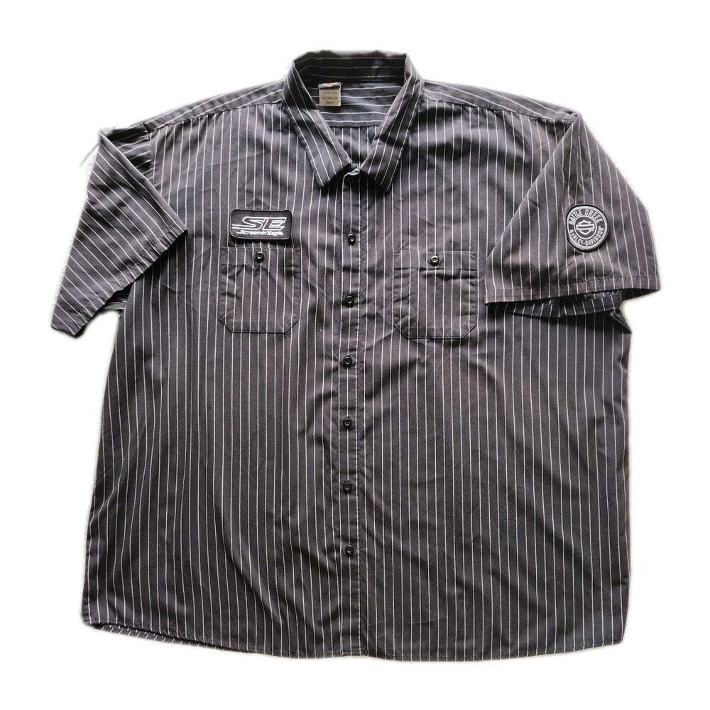 Harley Davidson Pinstripe Screaming Eagle Shirt Button Men’s 5XL Distressed